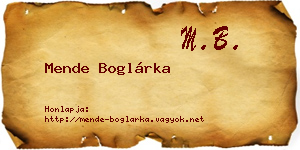 Mende Boglárka névjegykártya